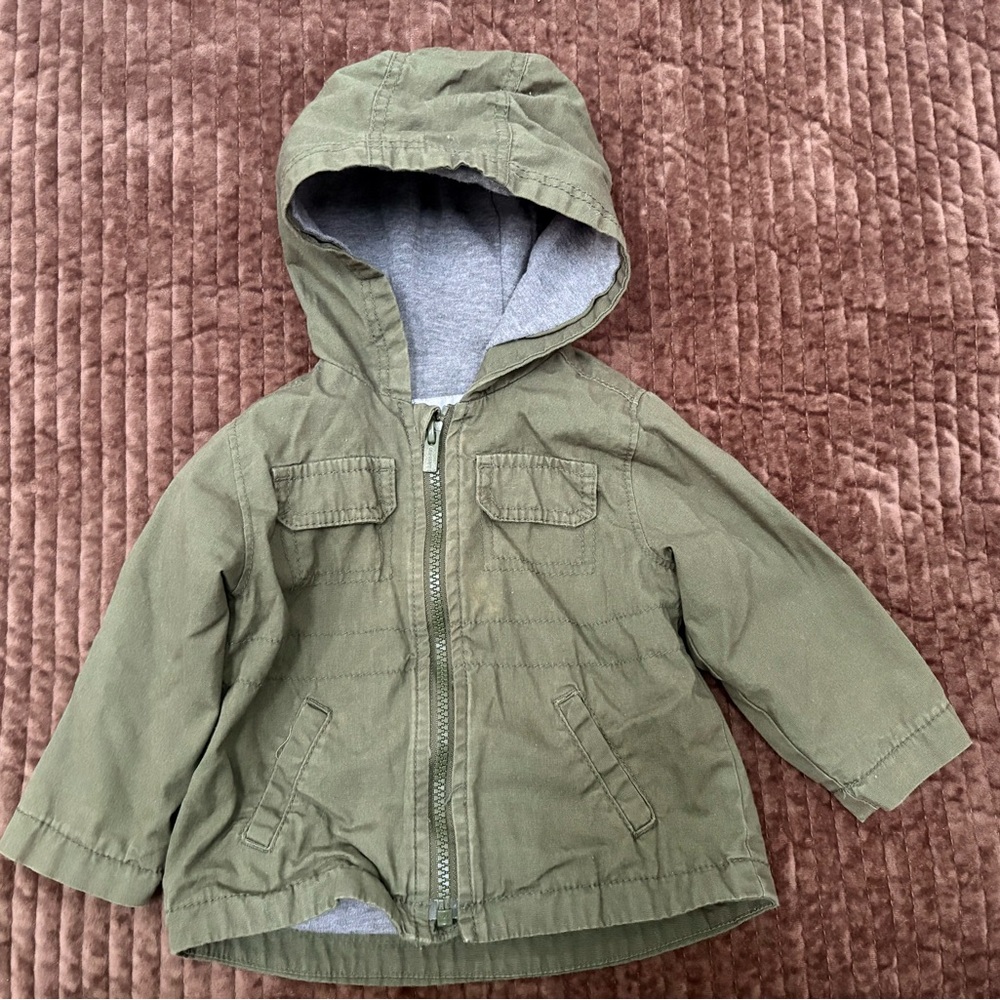 Old Navy Kids Olive Hooded Jacket Sz 12-18mos